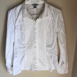 Classic white fitted button down shirt